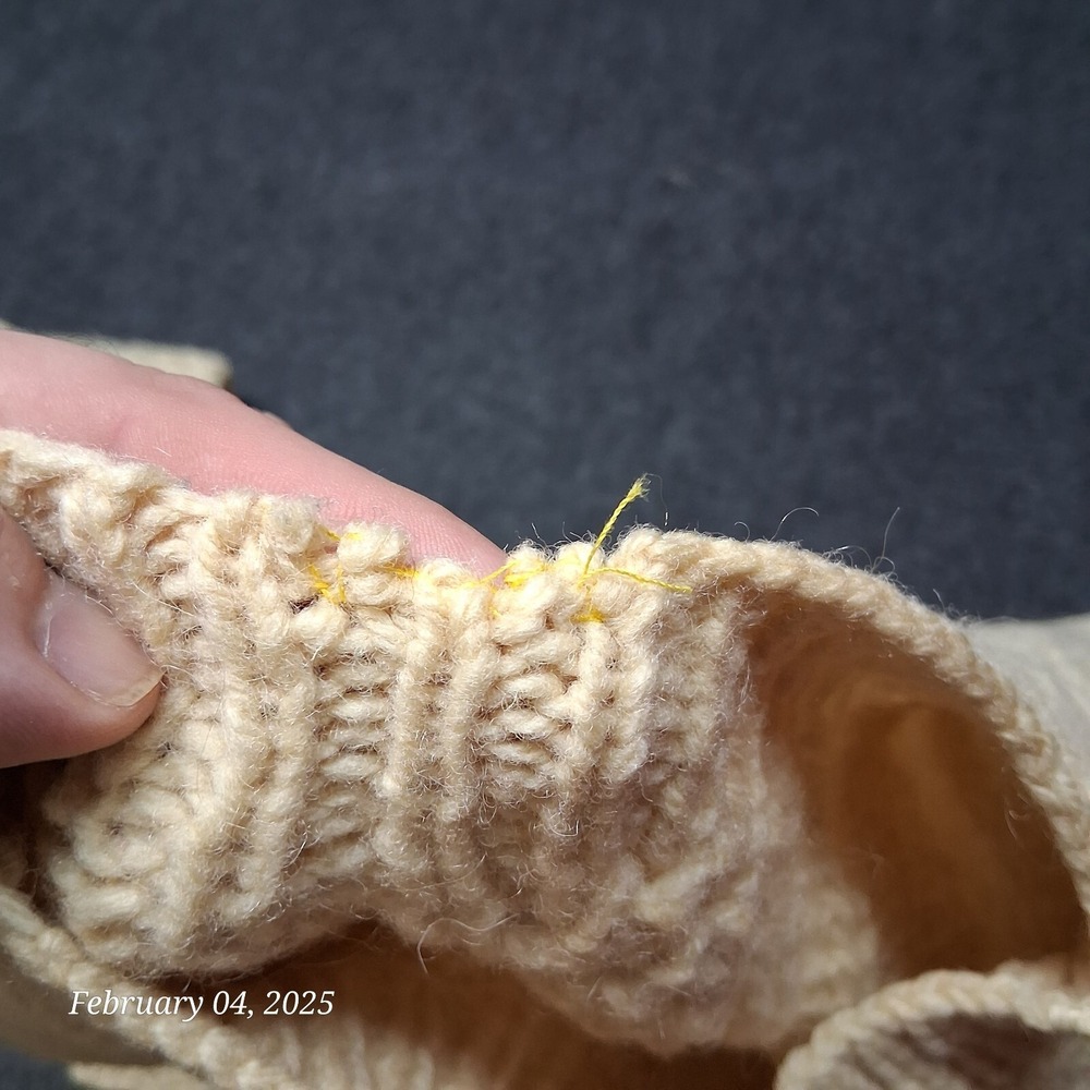 * Vintage Heavyweight Knit Sweater Women Large Beige Crew Neck - Picture 5 of 9